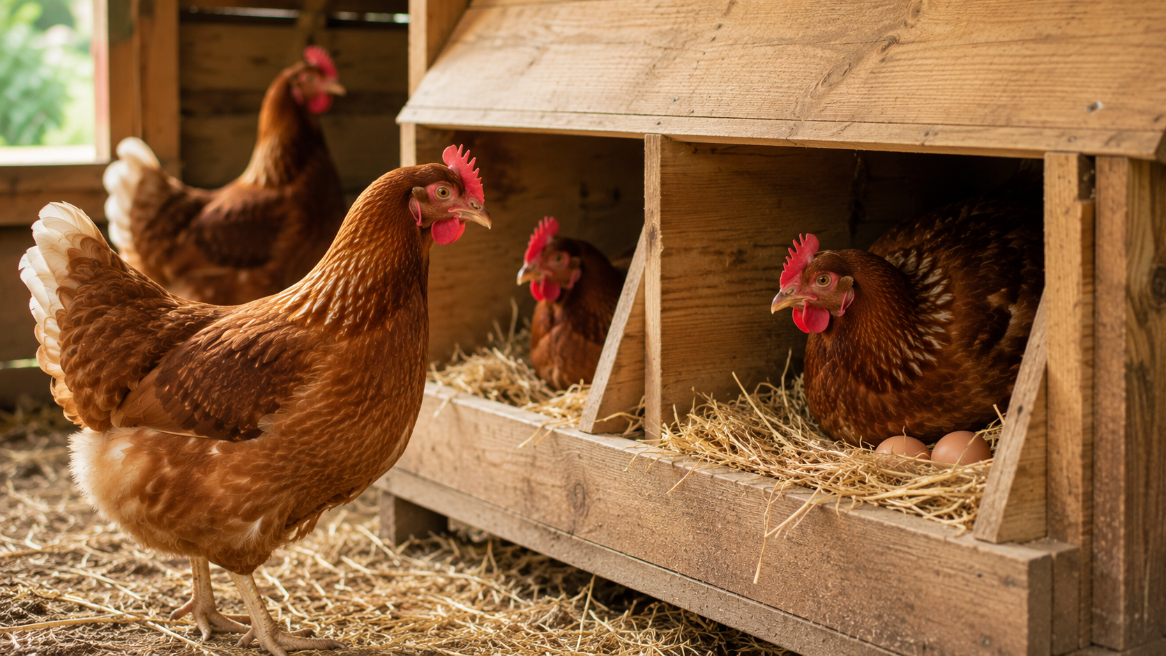 Poules en train de couver