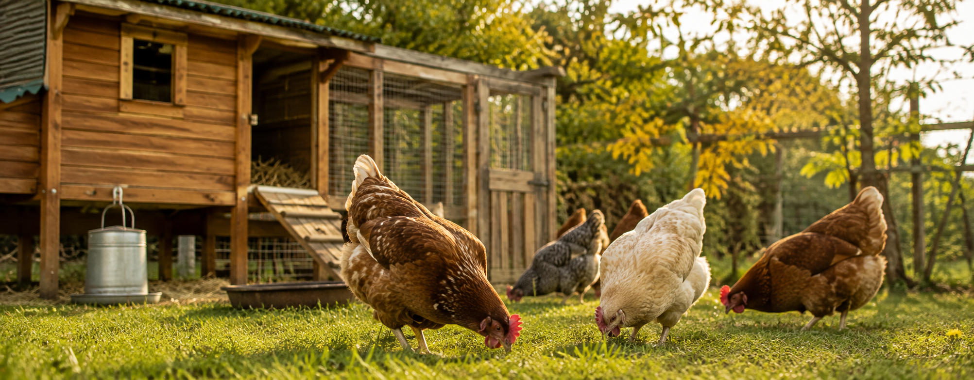 Poules dans un poulailler