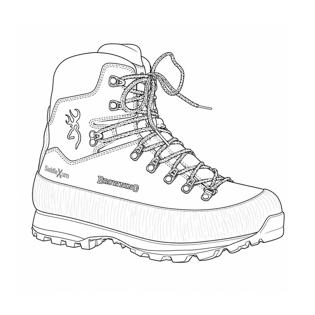 Illustration technique des chaussures de chasse Browning Pyxidis dans le cadre de la comparaison avec la chaussure de chasse Browning Taurus