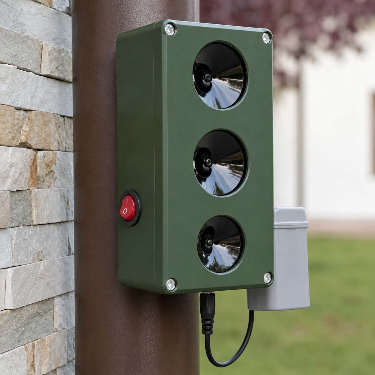 Image d’un répulsif anti rongeurs et renards illustrant la FAQ sur les répulsif électroniques